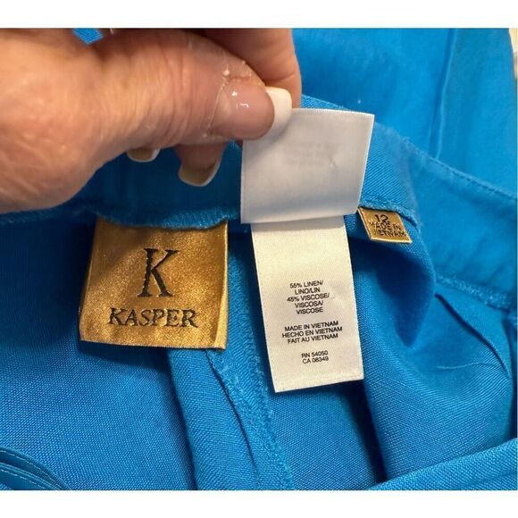 Kasper Women’s Linen Pants Side Zip Sz. 12 Blue - Picture 4 of 5